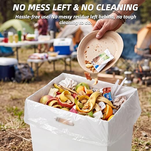 WIFTREY 13 Gallon Disposable Trash Cans for Parties 5 Pack, White | 13.5"L x 10.0"W x 21.7"H, Collapsible Waterproof Cardboard Bins with Handles, Reusable or Single-Use for Camping, Kitchen