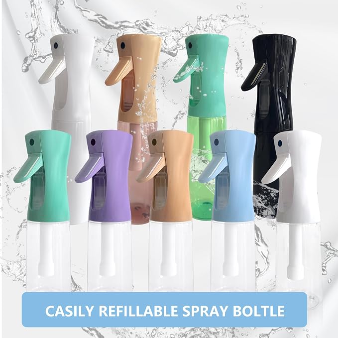 Spray Bottle for Hair Continuous Ultra Fine Mist (300ml) 360° Multi Spray Bottle for Plants, Cleaning, Skin Care Leakproof & Durable 2 Pack