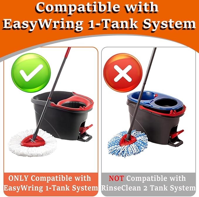 Spin Mop Head Replacement for Ocedar Easy Wring 1-Tank Mop Head for O Cedar | Spin Mop Refills, Mop Base, Scrubber Mop Head for O-Cedar, 40% More Cleaning Power, Reusable, Easy-to-Replace Mop Replace