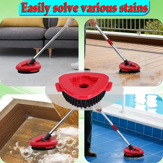 Spin Mop Scrub Brush Head Compatible with O Cedar EasyWring 1-Tank Spin Mop System, 2 Microfiber Scrubber Mop Head Refills & 1 Mop Base, Hard Bristle