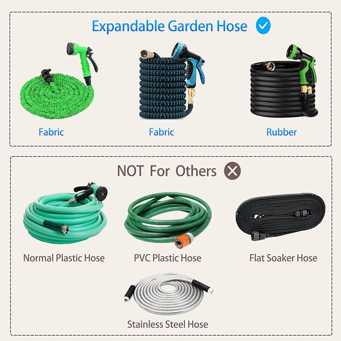 4 Sets Expandable Garden Hose Repair Kit with User Manual | Compatible with Pocket Hose, Dual-Channel Hose Female Male Connectors, Fits Expandable Garden Hose 25 50 75 100 FT, Green