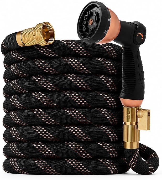 Flexible Garden Hose 100ft,Ultra Lightweight Water Hoses,Leak-Proof,Sturdy | Anti-burst Fabric with 10 Function Sprayer and 3/4" Solid Brass Fittings,Kink-Free&expandable,hose for Yard,Lawn,Outdoor
