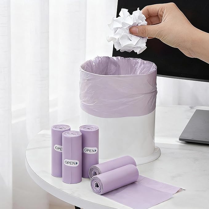 0.5 Gallon Mini Trash Bags, 300 Count Desktop Trash Bag Wastebasket Bin Liners, Small Plastic Bags for Home Office Kitchen, Purple