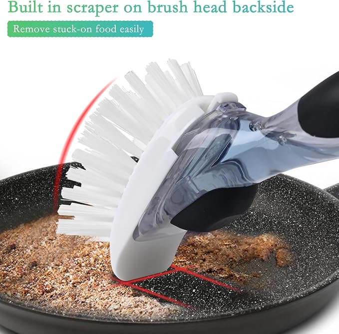 New Brush Refills for OXO New Soap Dispensing Dish Brush, 4 Pack | Nylon Bristles Brush Head Replacements for Kitchen Soap Dispensing Scrubber Non-Scratch Brush Refills for Pots Pans and Sink