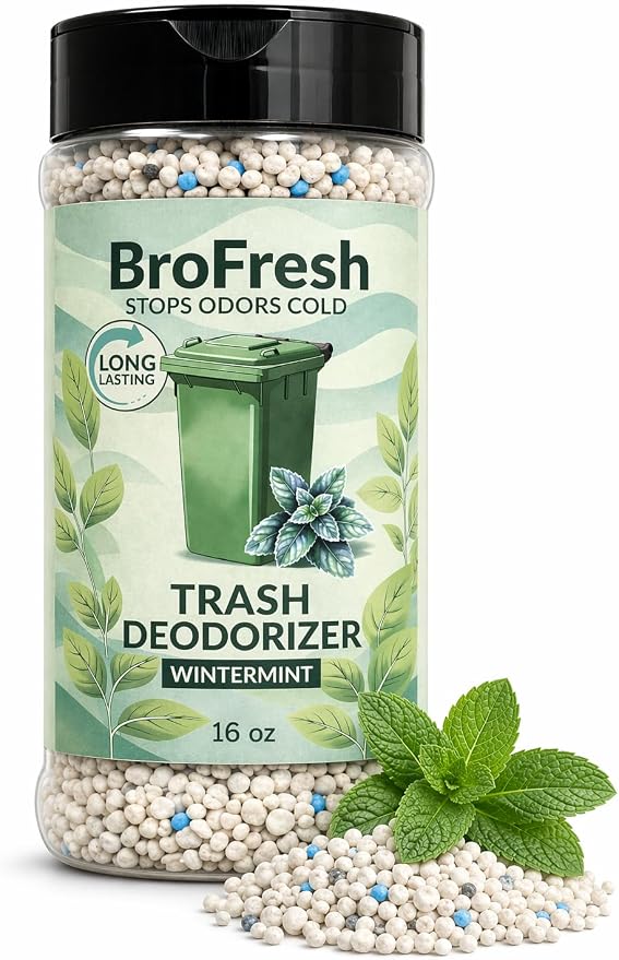 BroFresh Garbage Can Deodorizer, Neutralizes Odor, Absorbs Moisture & Releases Long-Lasting Scent, Safe & Non-Toxic, Trash Can Odor Eliminator (16 oz Single, Wintermint)
