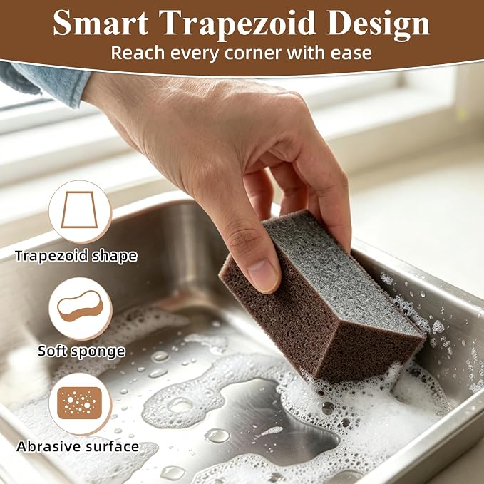 6 Pcs Cleaning Magic Erasers,Magic Eraser Sponge | Heavy-Duty Carborundum Sponge Removes Rust, Burnt Food and Grease for Kitchens, Bathrooms and Household Cleaning