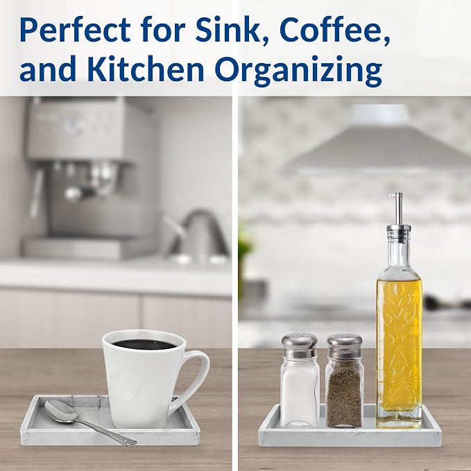 Spacewiser Countertop & Vanity Silicone Tray - Small 7.7" Kitchen Soap Tray | Kitchen Sink Soap Tray, Dish Soap Tray for Kitchen Counter, Bathroom Tray, Silicone Soap Dispenser Tray & Sponge Holder