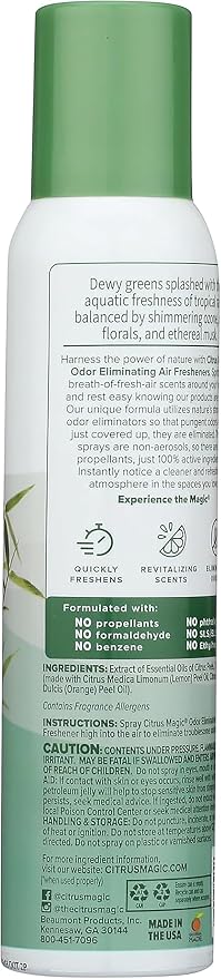 Citrus Magic Air Freshener Spray, Bamboo Rainforest, 3 Ounce, Pack of 3 | Odor Eliminator for Home, Up to 7 Hours of Freshness, Non-Aerosol, Citrus-Based Formula