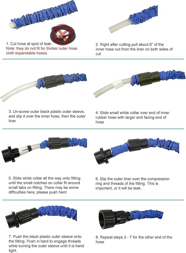 3Sets of Connectors for Garden Water Hose Expanding Hose Female Male Expandable Garden Hose Repair Kit