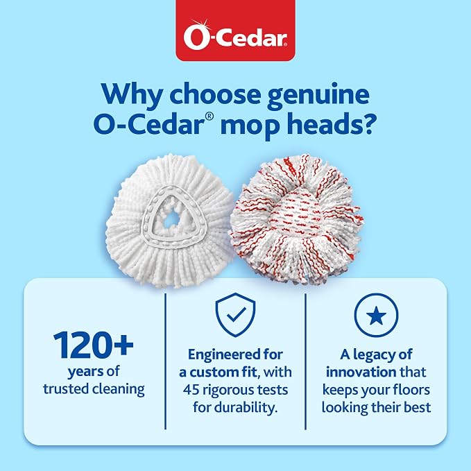 O-Cedar EasyWring Deep Clean Refill (1-Pack) | 40% More Cleaning Power | Microfiber Mop Refill Compatible with O-Cedar EasyWring Spin Mop & Bucket System