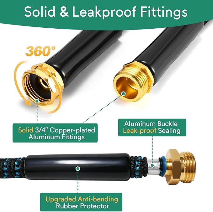 Expandable Garden Hose 100ft with 10 Function Nozzle, 2026 No Kink Water Hose 100 ft, Leak-proof Sturdy Metal Fittings, Durable 3750D Fabric, Lightweight, Flexible for Outdoor Watering, Car Washing