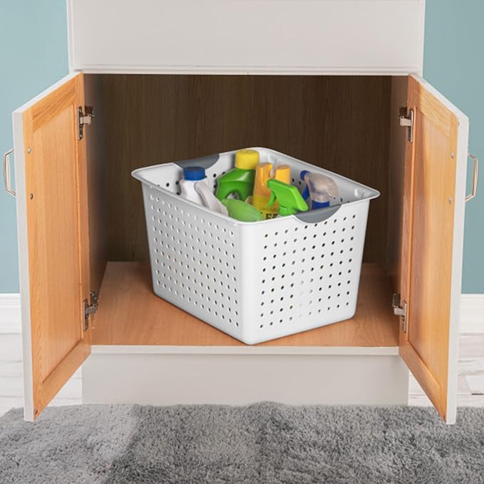 Sterilite Deep Ultra Basket, Open Top Plastic Storage Organizer, 24-Pack | Large Open Containers and Bins for Pantry Shelves, Kitchen Cabinets, Laundry, Closets, Dorm Rooms, Classrooms & Bathrooms