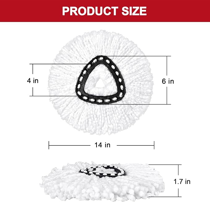 O-Ceda Easy Wrin Spin Mop Replacement - 8 Pack Microfiber Spin Mop Heads, Easy Cleaning Refills