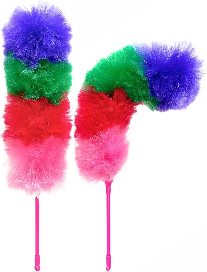 Kitchen + Home Large Static Duster - 27" Inch Electrostatic Feather Duster attracts dust Like a Magnet! - Peacock