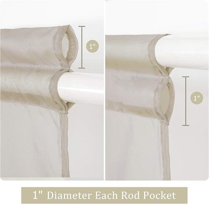 MIULEE Beige 40 x 72 Inches Sidelight Curtains for French Door Sheer Panels | Light Filtering Window Treatment for Narrow Door, Tieback, 2 Panels