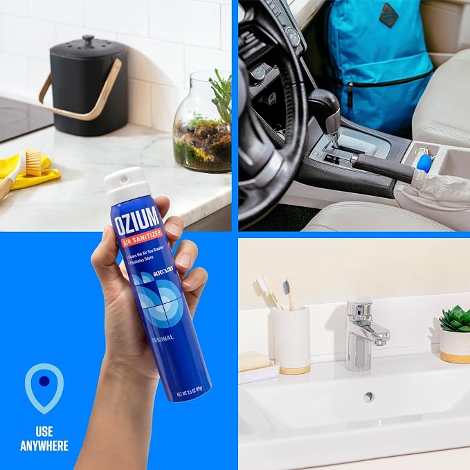 Ozium 3.5 Oz. Air Sanitizer and Odor Eliminator Spray | For Homes, Cars, Offices and More, Country Fresh Scent, 4 Pack
