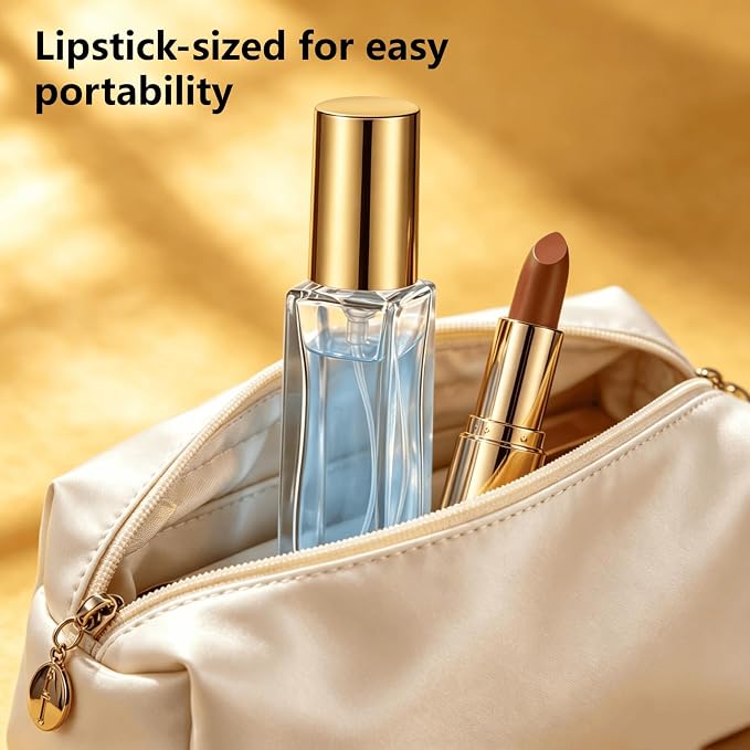 Perfume Travel Refillable, 6 Pcs 10 ml Glass Atomizers (Gold) | Leak-resistant fine mist spray, mini perfume bottle set with filling tools, portable for travel, gym, office and daily use