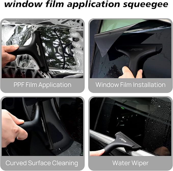 NEWISHTOOL All-Purpose Small Silicone Squeegee Window Tint Tool, 2 Pack | Small Squeegee for Shower Glass Door Mirror Car Windshield Kitchen Countertops Cleaning Water Removal Scraper w/ Hanging Hole