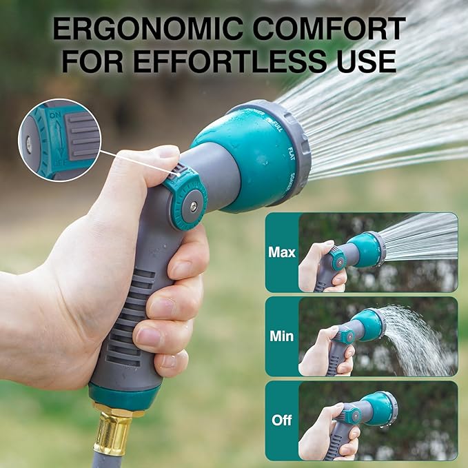 Hose Nozzle, Thumb Control Garden Hose Nozzle, Garden Tool | 10 Adjustable Pattern Water Hose Sprayer Nozzle, Ergonomic Spray Nozzle for Gardening, Watering, Ground Cleaning, Car Washing