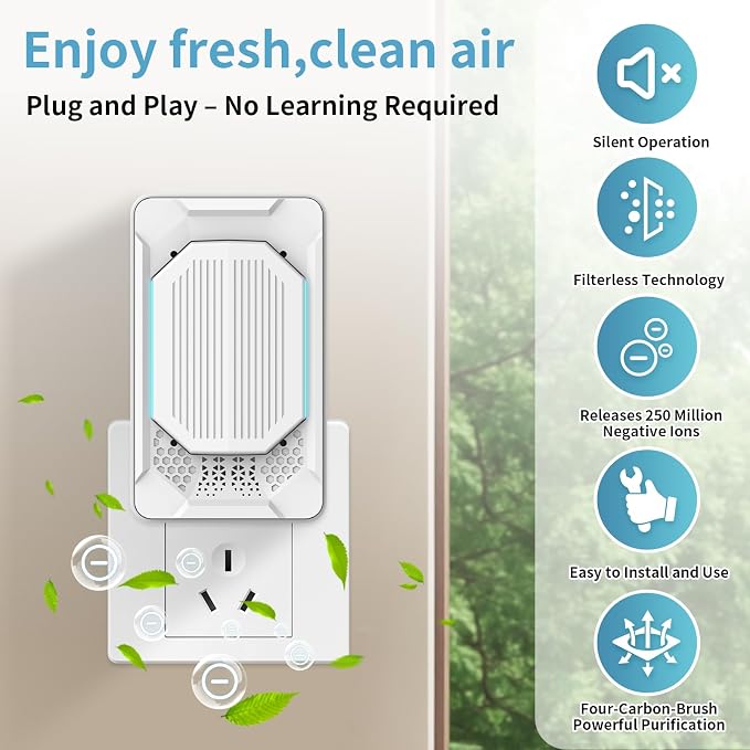 Air Ionizers for Home, 2026 Air Purifier 4 Pack Plug in Small Air Purifier for Bedroom Air Purifiers for Home Pets Mini Air Purifier Air Freshener Plug in for Home Dust Smoke Odor