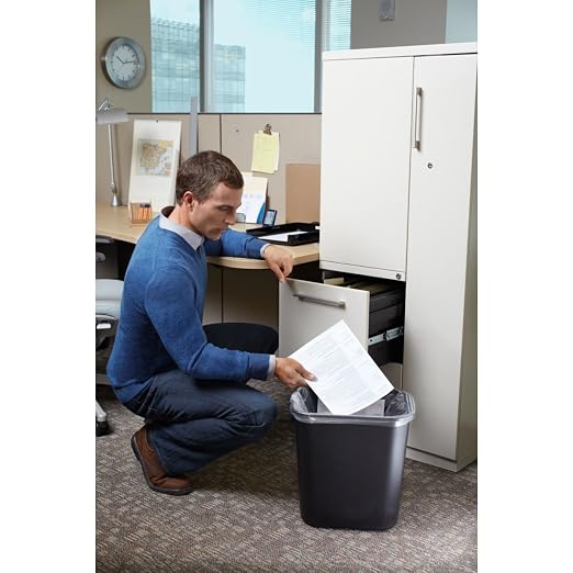 Rubbermaid Commercial Products Wastebasket Small 13QT/3.25 GAL, for Home/Office/Under Desk, Black (FG295500BLA), Pack of 4