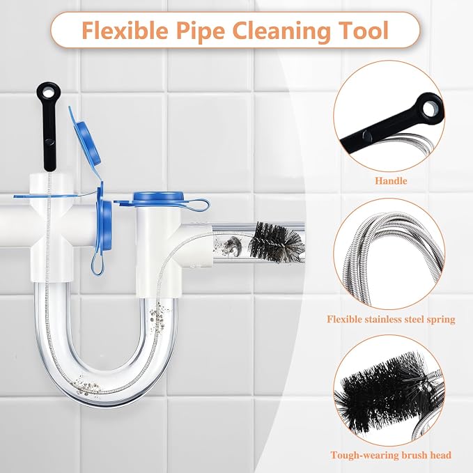Drain Snake Toilet Auger AC Drain Line Cleaning brush Hair Clog Remover Tools Drain opener set for Men/Women Perfect Option Types of clog for Toilet,Kitchen Sink,Bathroom Sewer Various Projects