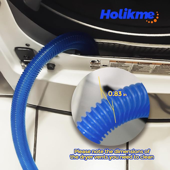 Holikme Dryer Vent Cleaner Kit 2Pack - Lint Vacuum Attachment & Brush | Deep Blue Dryer Vent Vacuum Hose Attachment & Brush Reach Deep Traps - Remove Hidden Lint, Speed Drying & Reduce Fire Risk