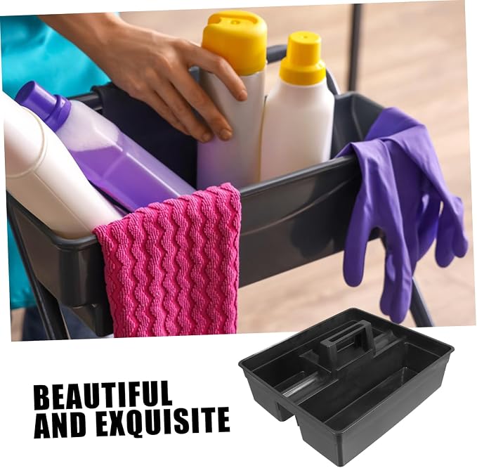PRETYZOOM Portable Plastic Cleaning Caddy with Handle – Lightweight Storage Organizer for Cleaning Supplies Tool Tray for Housekeeping Hotel Room and Home Use