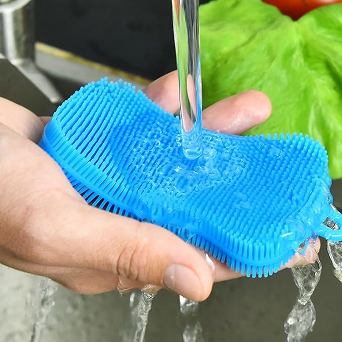 2Packs Silicone Dish Scrubber Sponges, Multi-Purpose Cleaning Brushes,Double Sided Cleaning Brush