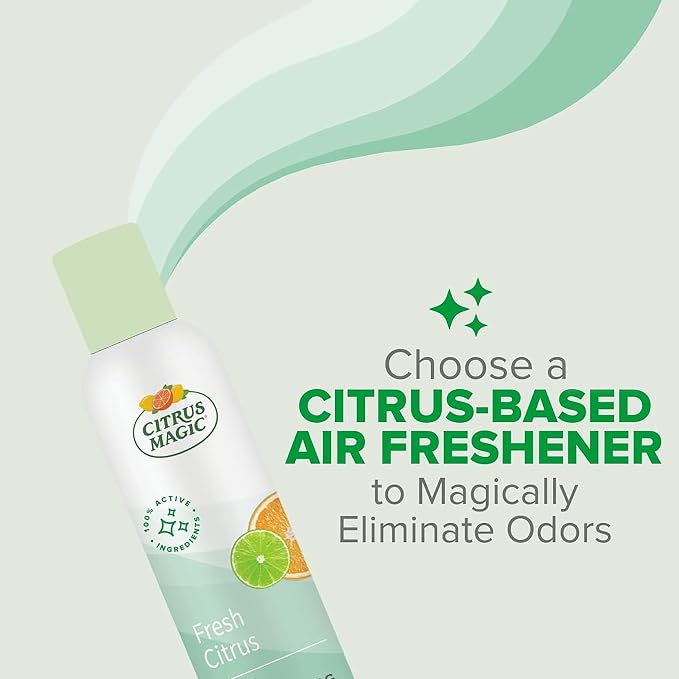 Citrus Magic Air Freshener Spray, Fresh Citrus, 6 Ounce | Odor Eliminator for Home, Up to 7 Hours of Freshness, Non-Aerosol, Citrus-Based Formula, Packaging May Vary