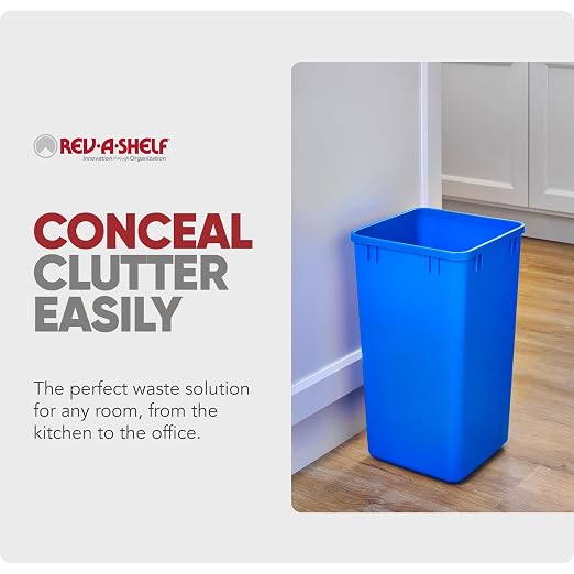 Rev-A-Shelf 27 qt Polymer Replacement Waste Container for Rev-A-Shelf Pullouts, Kitchen Cabinet Trash Can Recycle Bin, RV-1024-22-2, Blue, (2-Pack)