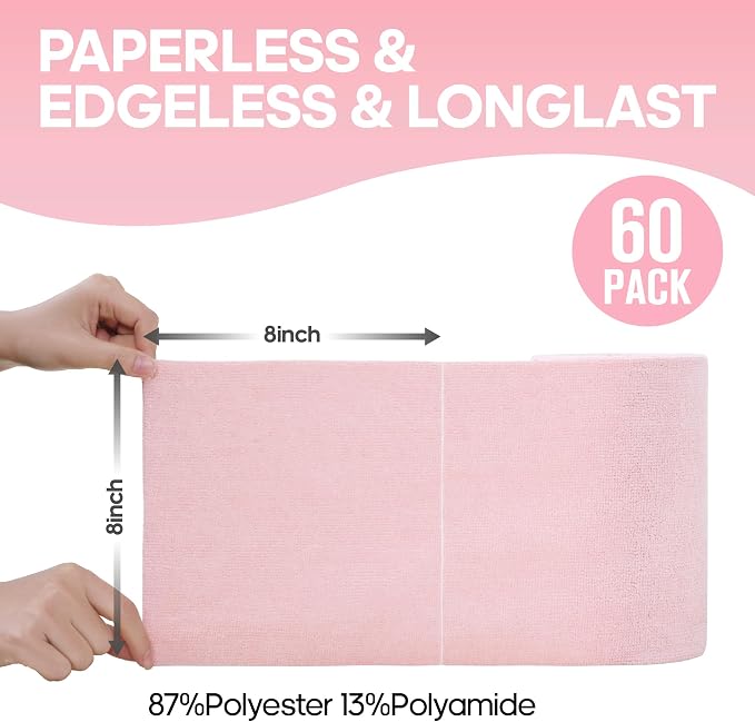 Fantasticlean Microfiber Cleaning Cloth Roll, Pink, 60 Pack, 8" x 8" | Tear Away Microfiber Towel Roll, Reusable Paper Towels, Rags for Kitchen, Pet, Dust, Car, Office, Cleaning Supplies, Portable
