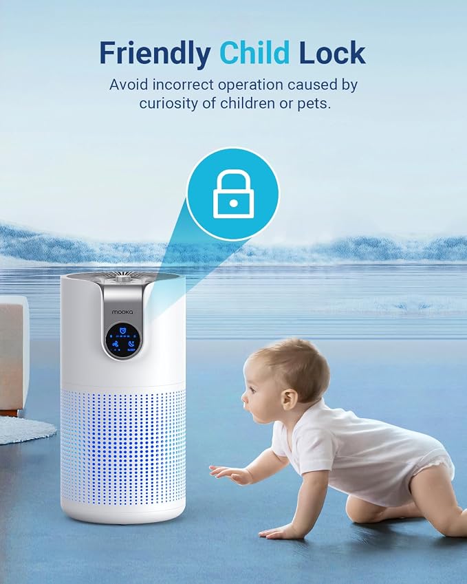 Air Purifiers for Home Large Room Up to 1500ft² with Aromatherapy, MOOKA HEPA Air Purifier for Bedroom Pets Kitchen, Air Filter Cleaner for Wildfire Smoke Pollen Dust Dander Odor, 15dB, M03