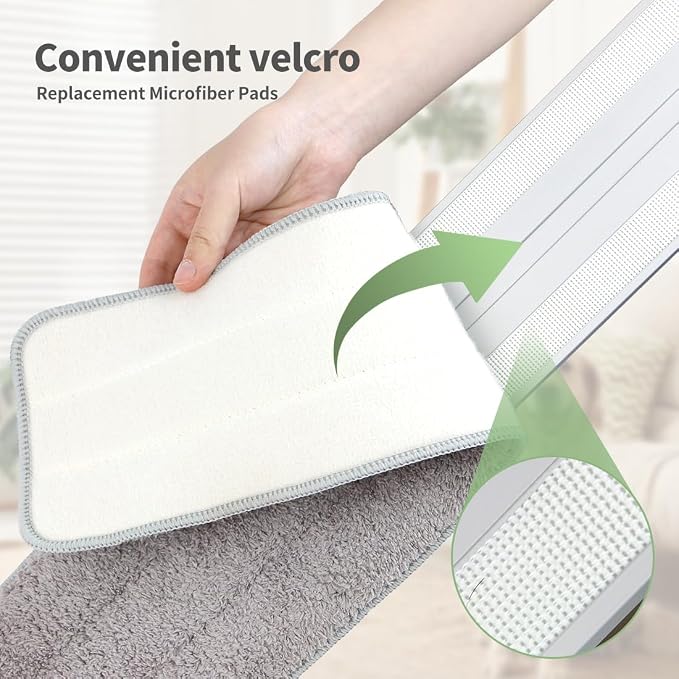 CQT 18" Commercial Flat Microfiber Floor Mop Cleaning System with 4 Washable Pads Cleaner for Laminate Tile (PT13-Blue)