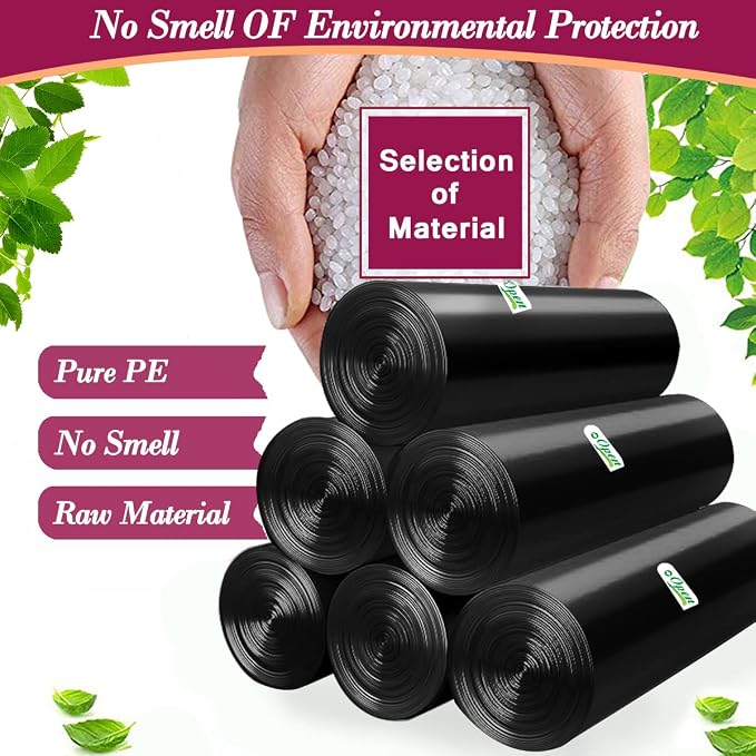 4 Gallon 180pcs Small Black Trash Bags Strong Garbage Bags,Bathroom Trash Can Bin Liners, Plastic Bags for Bedroom, Waste Basket Liner, Fit 12-15 Liter, 3.5,4,4.5 Gal(4G-Black)