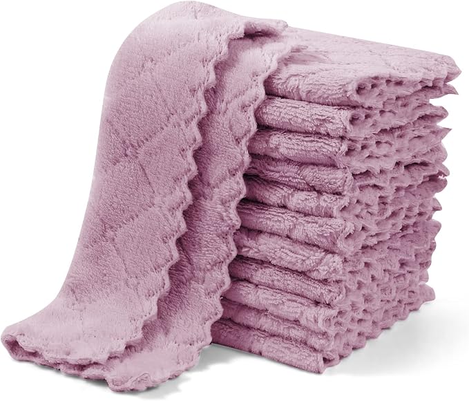 UMANI 12 Pack Microfiber Cleaning Cloths Reusable Textured Cleaning Rags | 10 x 6 Inch, Soft Absorbent Quick-Dry Cloths for Kitchen, Bathroom, Countertop and Household Cleaning