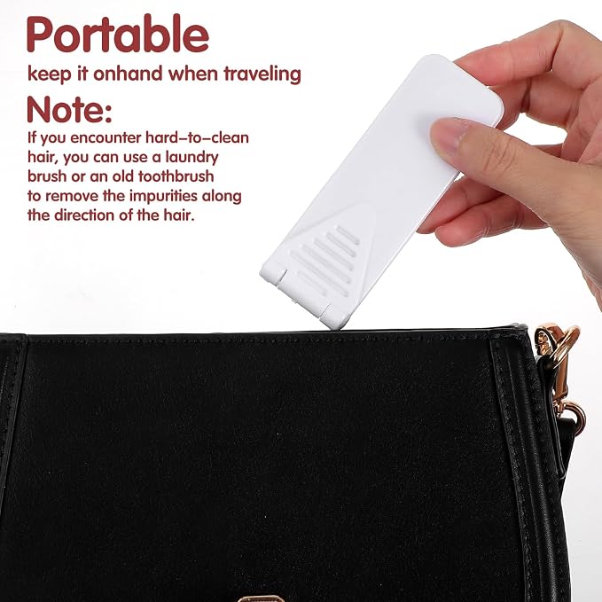 Hecila Foldable Lint Brush for Clothes Portable Lintbrushes Compact Size | Reusable Mini Lint Brushes, Travel Removal Tool, Furniture, Pet Hair, Sticky Surface, Easy to Clean, No Mess, Fuzz Remover