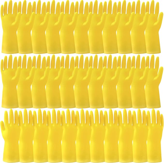 36 Pairs Rubber Dishwashing Gloves, Long Kitchen Glove, Yellow | Reusable Household Cleaning Gloves for Washing Dishes, Non Slip Rubber Cleaning Glove for Dishwashing Gardening and Home Use