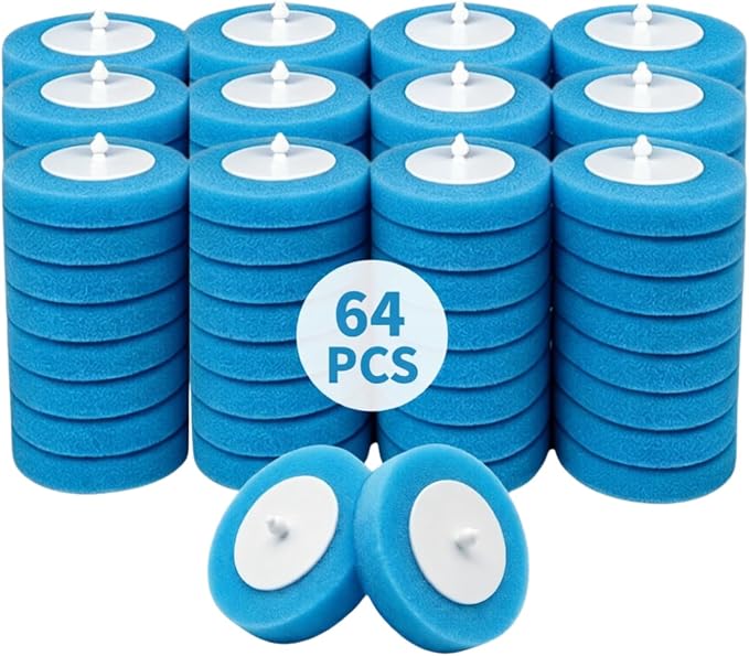 64 Count Value Pack: Disposable Toilet Brush Heads with Pre-Loaded Cleaner | KZKR Toilet Bowl Wand Refills for Bathroom Cleaning | Bulk Economy Pack | KZKR Toilet Bowl Wand Refills for Bathroom Cleaning, Household Cleaning Supplles, Bulk Economy Pack