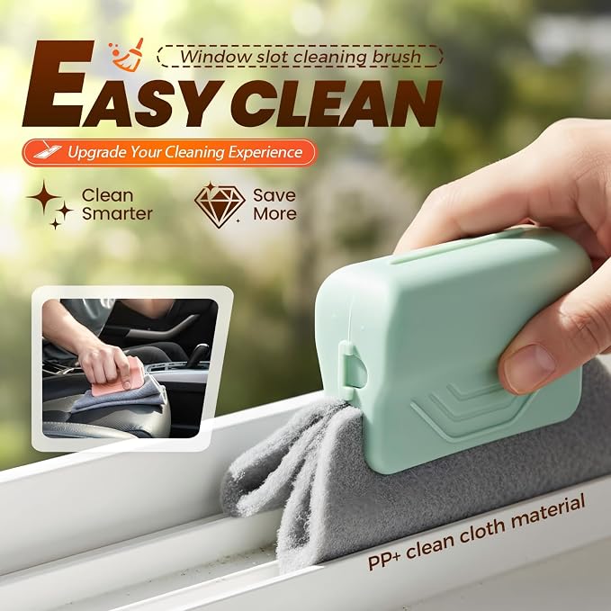 Magic Window Track Cleaner, 2026 New Handheld Window Groove Cleaning Brush Tool Set, Cleaner Brushes for Window lides Gaps Tile Lines Shutter Slats Car Vents & Narrow Gaps (3, Green)