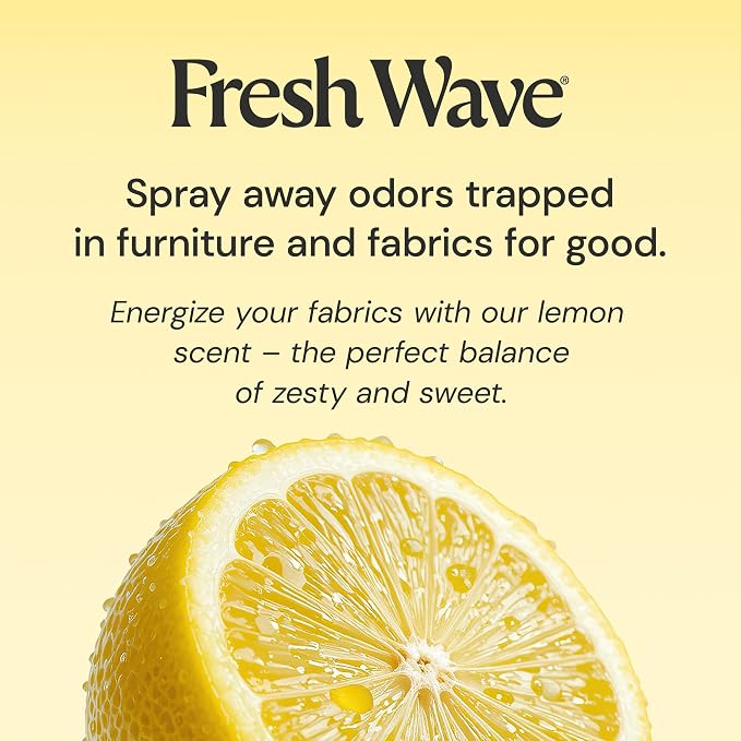 Fresh Wave Odor Eliminator Spray for Room & Fabric, 24 oz, Lemon | Plant oil and water formula, Pet safe air freshener, Furniture spray deodorizer, Bathroom and trash can use