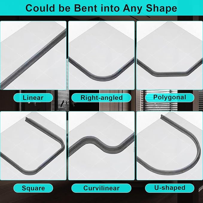 Hi-Na 3ft/5ft/6ft/8ft10ft Collapsible Shower Threshold Water Dam Water Barrier for Shower and Water Stopper Keeps Water Inside Water Threshold for Wet and Dry Separation (5ft, Grey)
