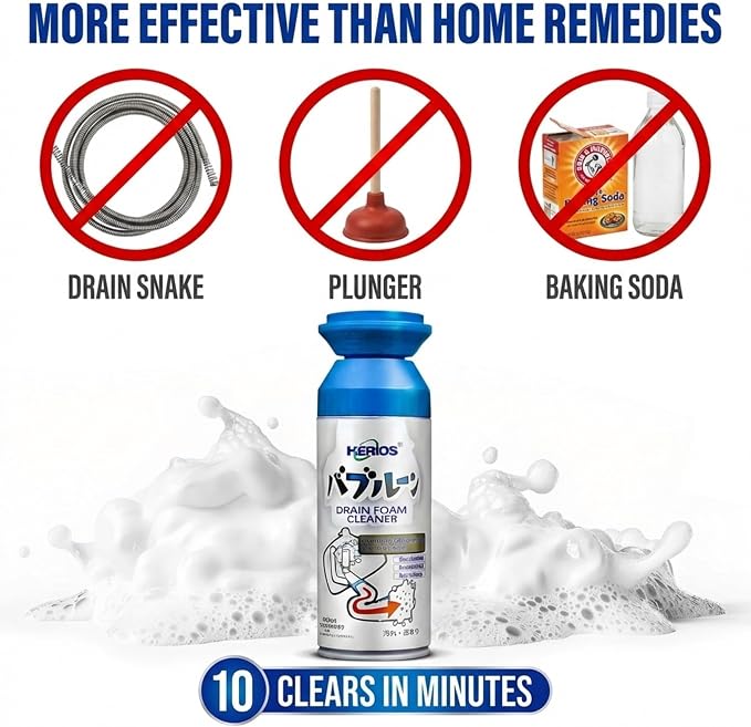 Foam Drain Cleaner - Foam Sink Cleaner In a Can - Drain Hair Clog Remover For Bathroom Sink - Cleaning Accessories - Bathroom Cleaning Supplies