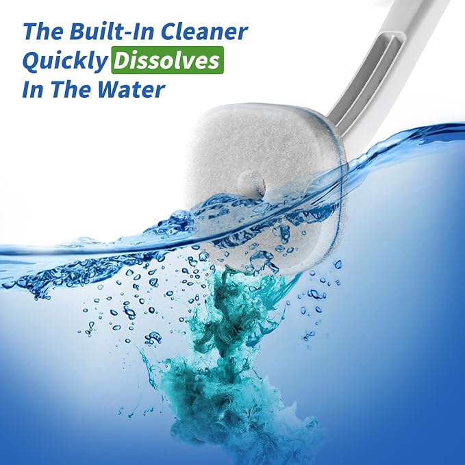Disposable Toilet Brush 2 Pack- Toilet Bowl Cleaner, Toilet Cleaning Supplies, Toilet Brush with Holder, 28 Refills for Deep Cleaning and Hygienic Bathroom Maintenance