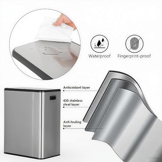 13 Gallon Automatic Kitchen Trash Can with Lid (Double-Pedal Sliver, 16, Gallons)