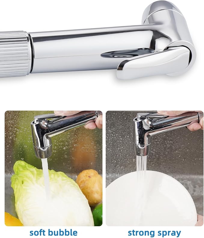 2 Modes Kitchen Sink Side Sprayer with Water Flow Restrictor, Chrome | NSF/ANSI/CAN 372 Certified, Compatible with Moen Faucet Sprayer Replacement, Kitchen Faucet Sprayer Attachment with Hose