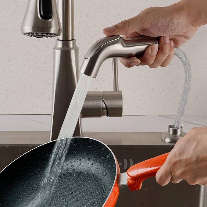 Universal Sink Sprayer Attachment for Faucet, Brushed Nickel | NSF/ANSI/CAN 372 Certified, Kitchen Side Sprayer Head Compatible with Delta, Moen, Kohler and Other OEM Brands Spray Head