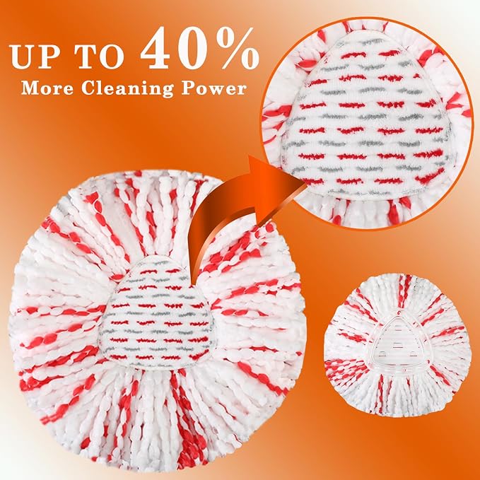 Spin Mop Head Replacement for Ocedar Easy Wring 1-Tank Mop Head for O Cedar | Spin Mop Refills, Mop Base, Scrubber Mop Head for O-Cedar, 40% More Cleaning Power, Reusable, Easy-to-Replace Mop Replace
