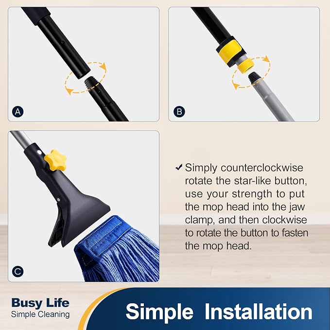 Yocada Looped-End String Wet Mop Head Refill Replacement | Heavy Duty Cotton Commercial Industrial Grade Floor Cleaning