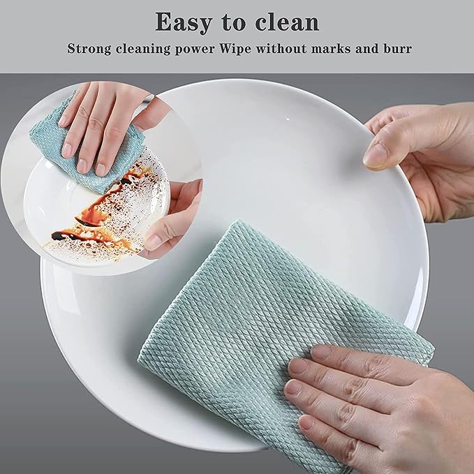 Kitchen Towels, 20 Pack Ultra Soft Reusable Absorbent Streak Free Kitchen Towels and Dishcloths Sets,Washable Quick Drying Micro Fiber Cloth for Dishes,House,Home,Car,Window,Kitchen Cleaning
